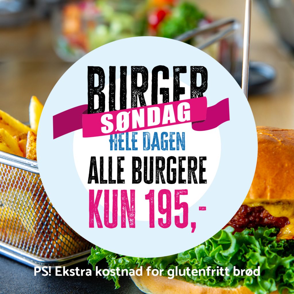 Burgersøndag på Nordis Restaurant - Hele dagen, alle burgere Kun 195,- (samme pris på take away